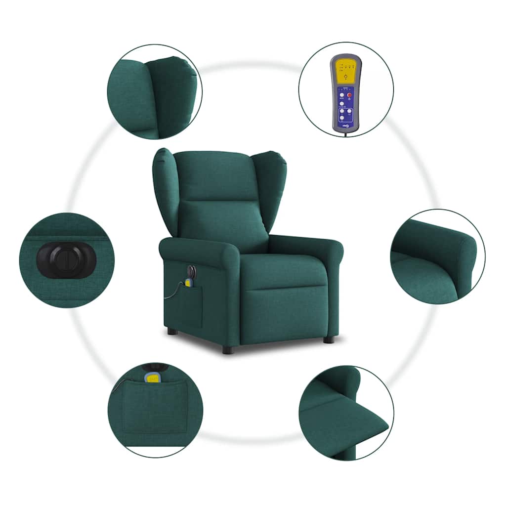 Fauteuil de massage inclinable électrique Vert foncé Tissu - XIOS