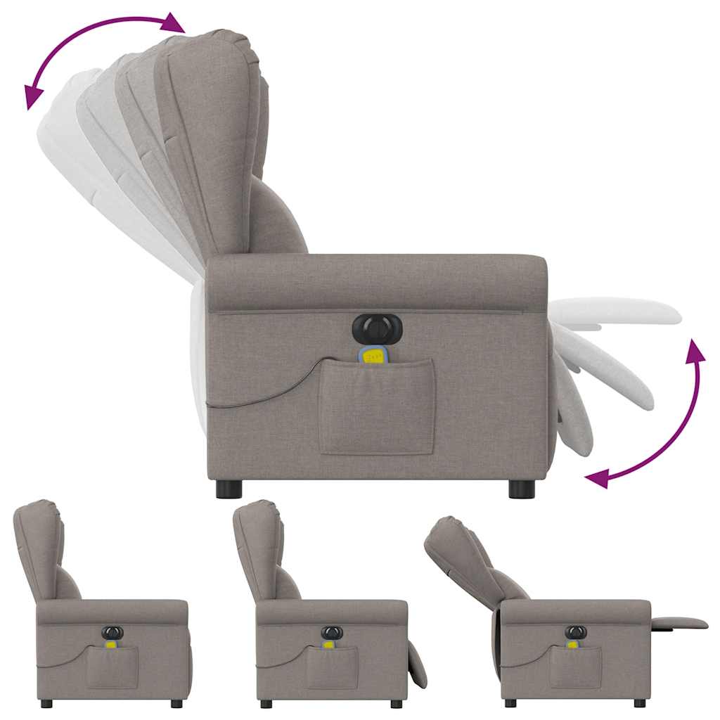 Fauteuil de massage inclinable électrique Taupe Tissu - XIOS