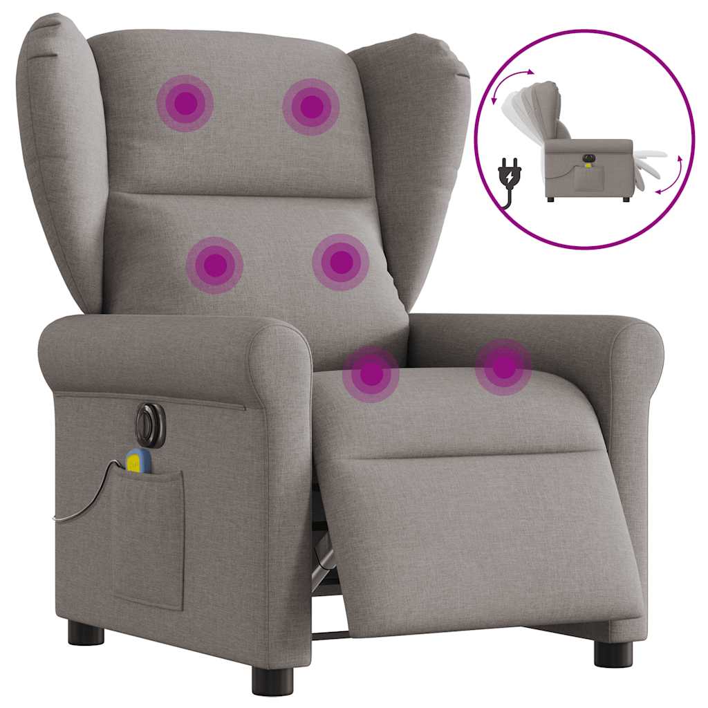 Fauteuil de massage inclinable électrique Taupe Tissu - XIOS