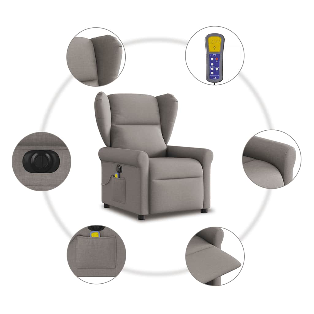 Fauteuil de massage inclinable électrique Taupe Tissu - XIOS