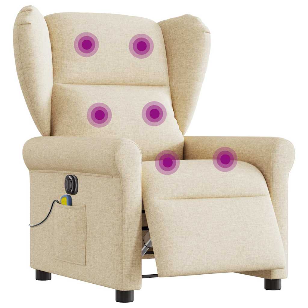 Fauteuil inclinable de massage électrique crème tissu - XIOS
