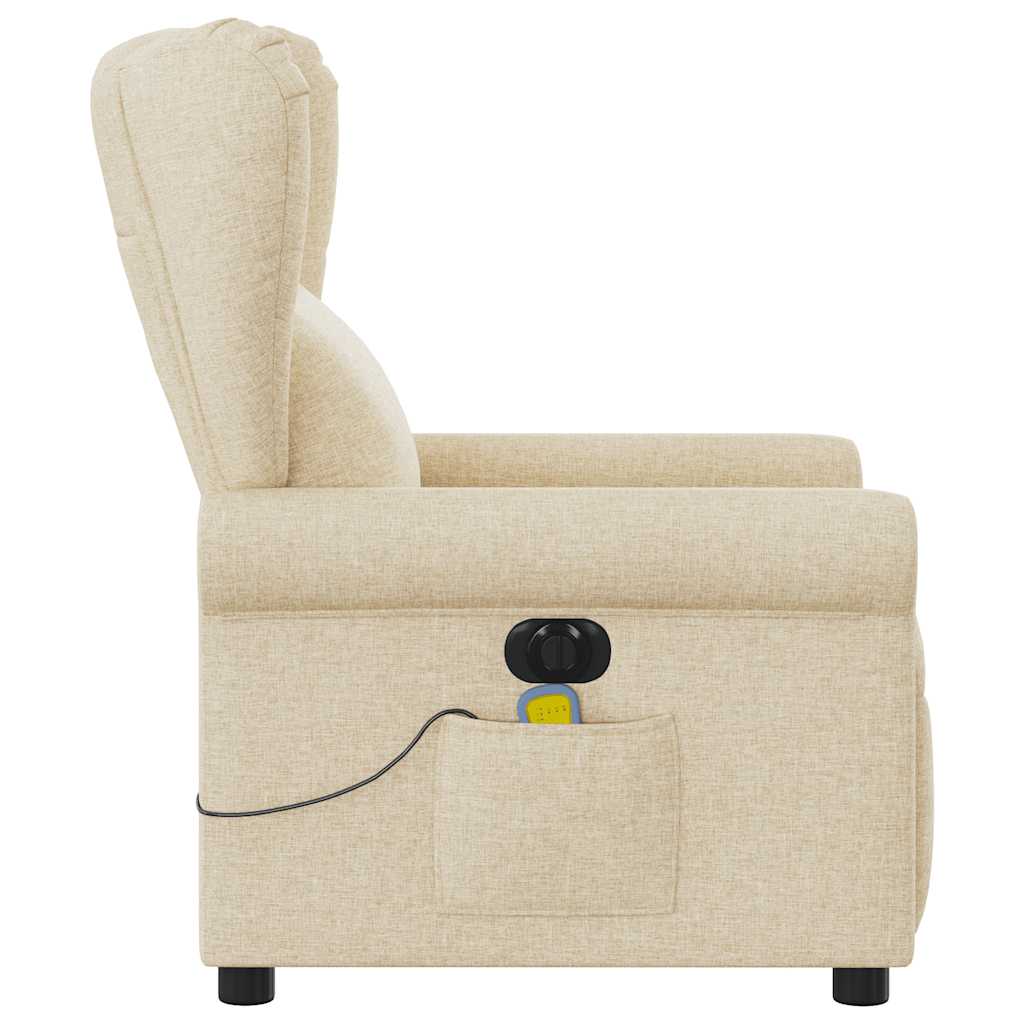 Fauteuil inclinable de massage électrique crème tissu - XIOS