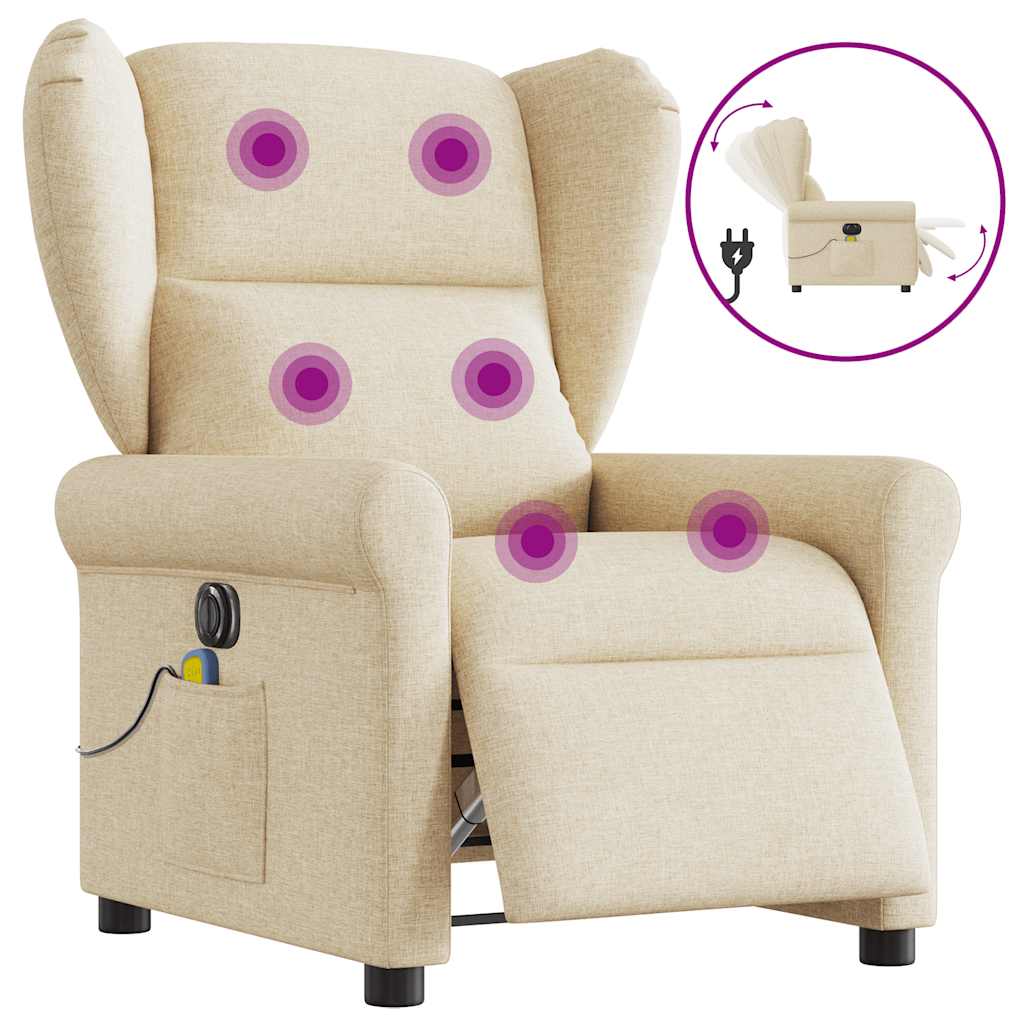 Fauteuil inclinable de massage électrique crème tissu - XIOS