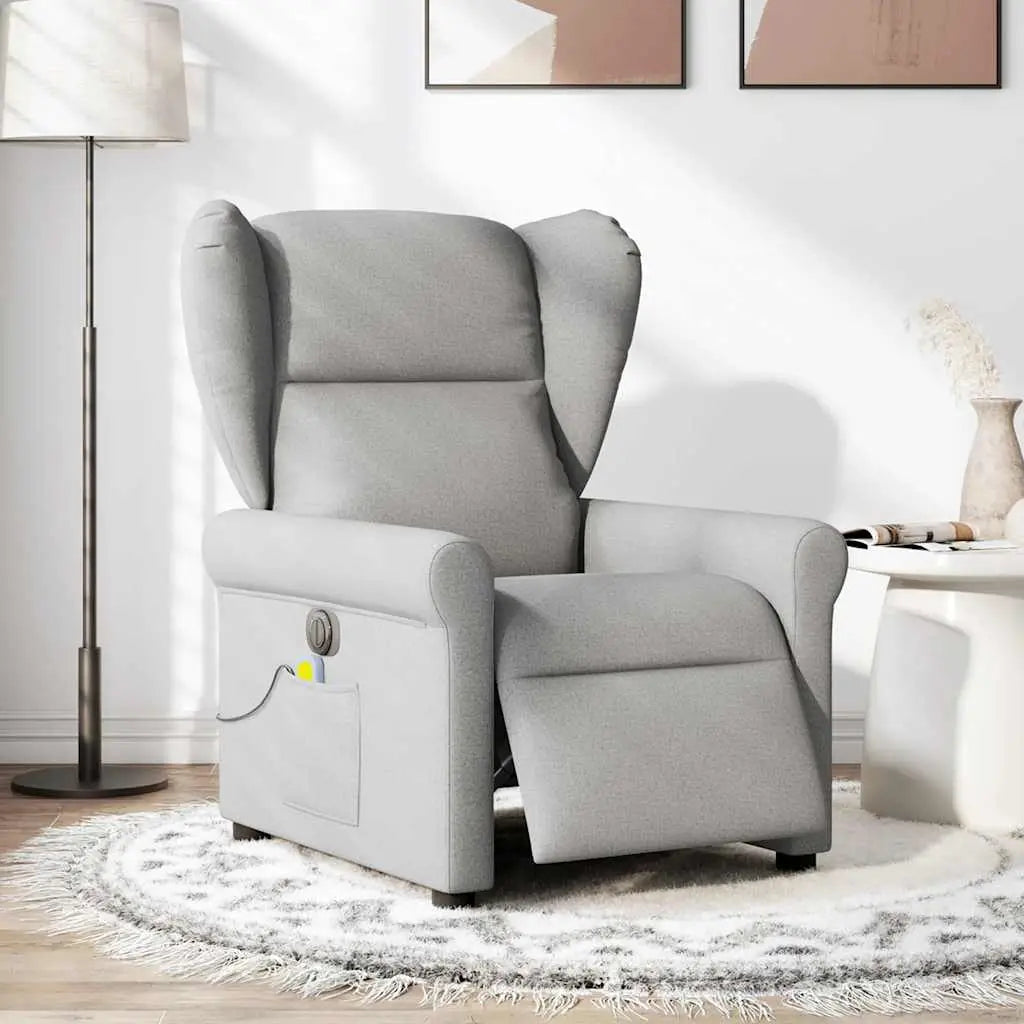 Fauteuil de massage inclinable électrique gris nuage tissu - XIOS