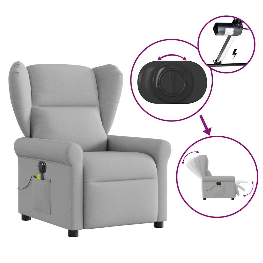 Fauteuil de massage inclinable électrique gris nuage tissu - XIOS