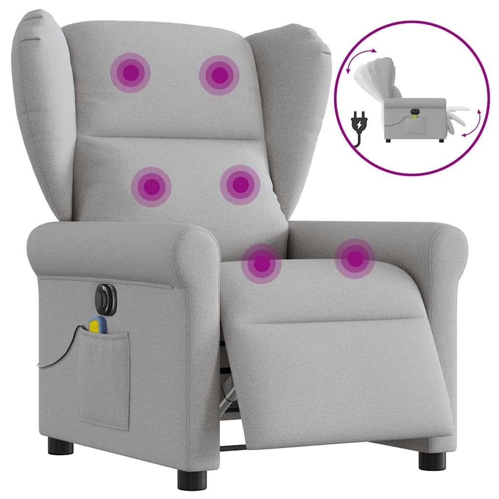 Fauteuil de massage inclinable électrique gris nuage tissu - XIOS