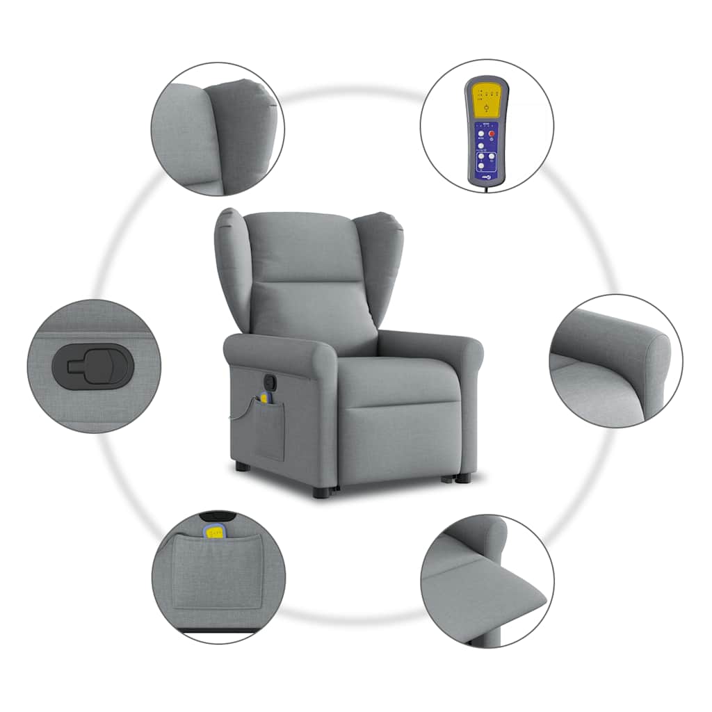 Fauteuil de massage inclinable Gris clair Tissu - XIOS