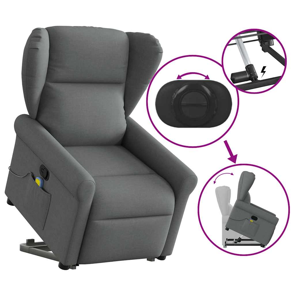 Fauteuil de massage inclinable Gris foncé Tissu - XIOS