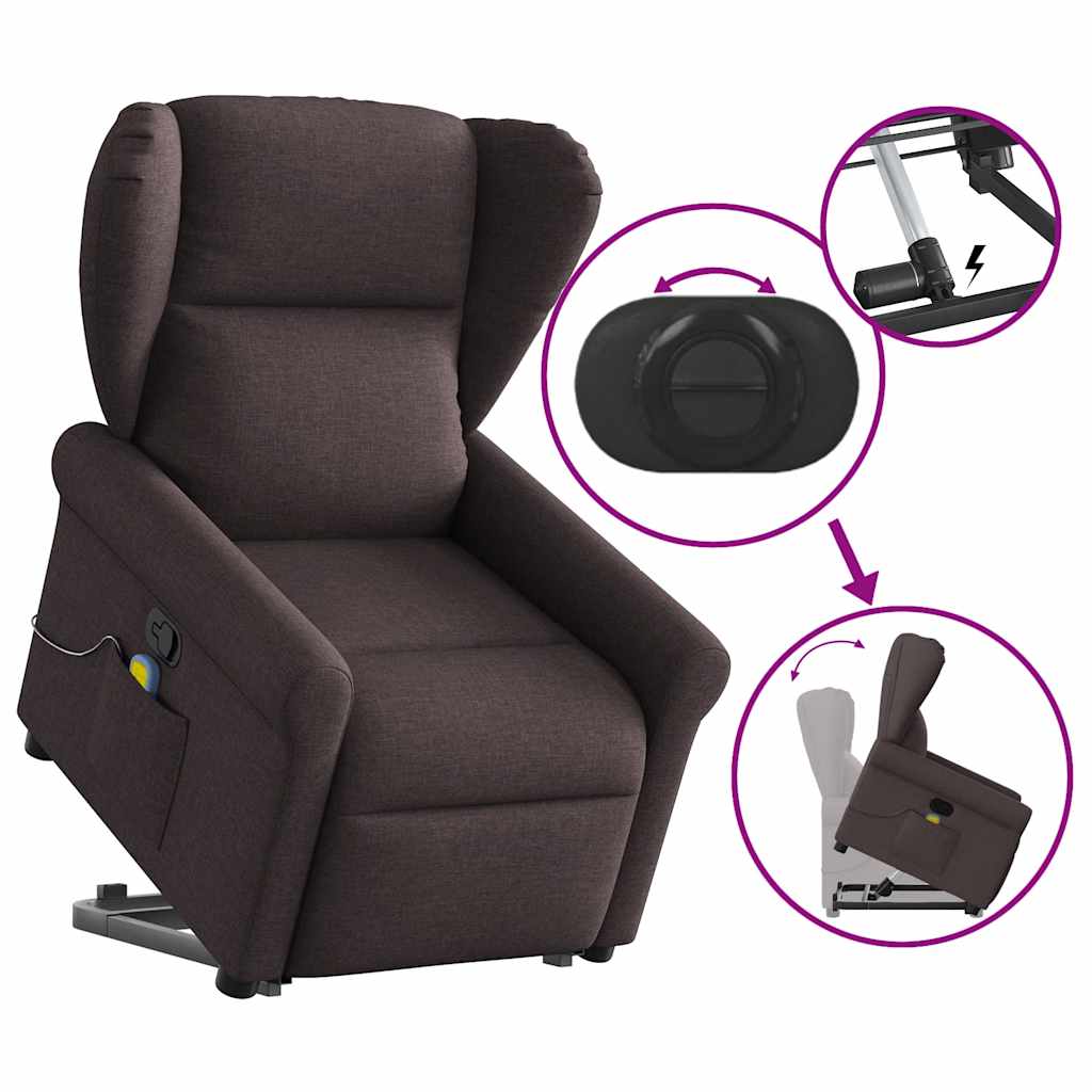 Fauteuil inclinable de massage Marron foncé Tissu - XIOS