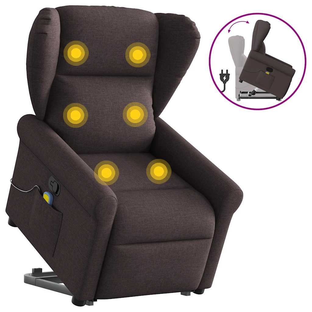 Fauteuil inclinable de massage Marron foncé Tissu - XIOS