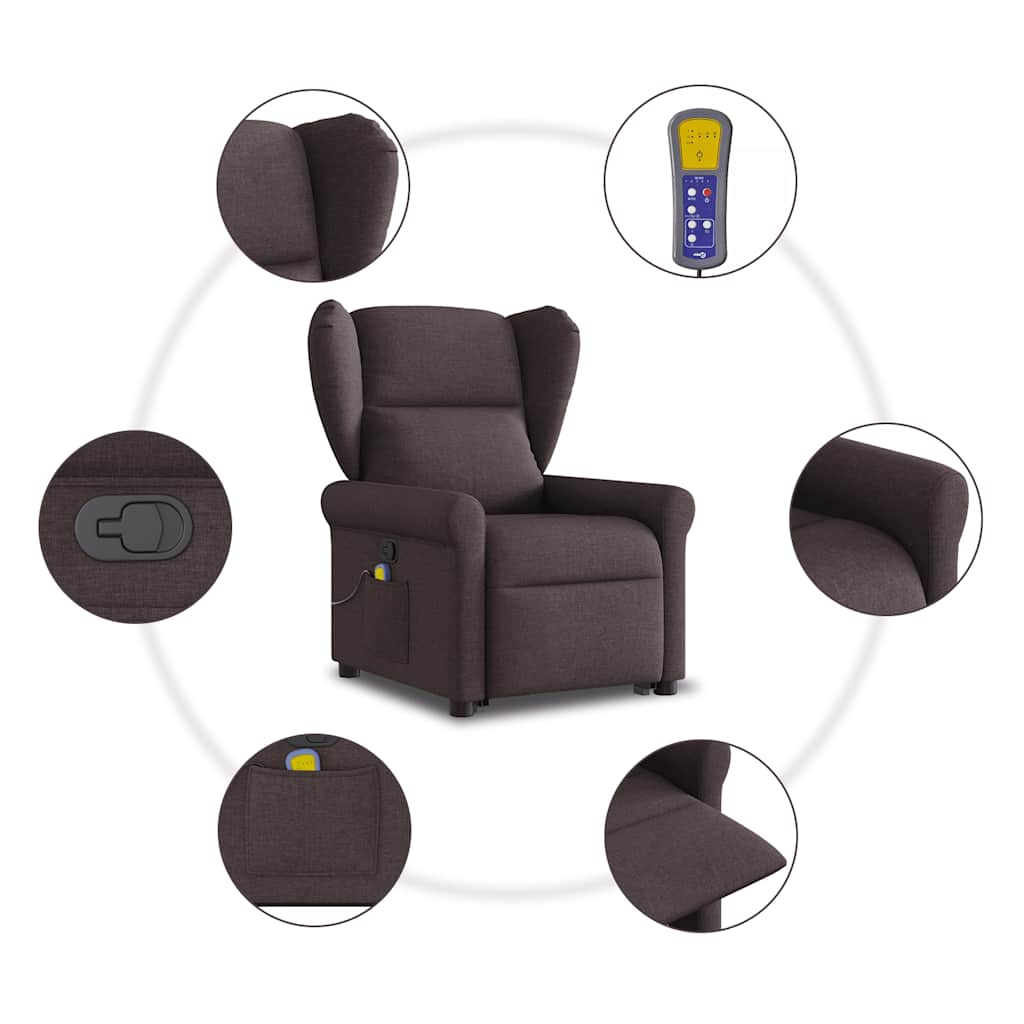 Fauteuil inclinable de massage Marron foncé Tissu - XIOS