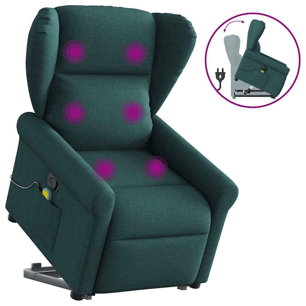 Fauteuil inclinable de massage Vert foncé Tissu - XIOS
