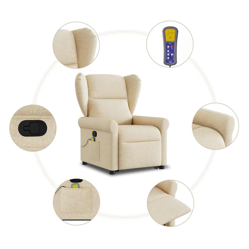 Fauteuil inclinable de massage Crème Tissu
