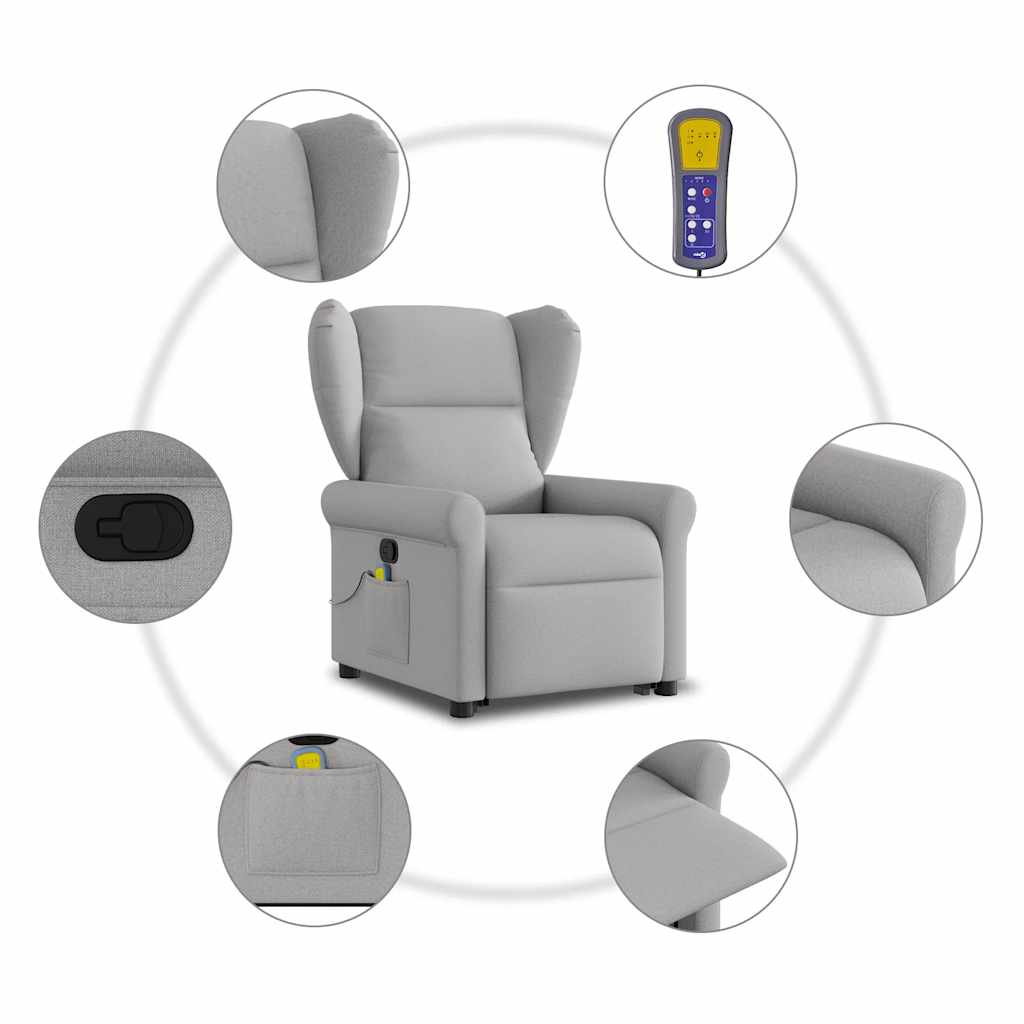 Fauteuil de massage inclinable gris nuage tissu - XIOS