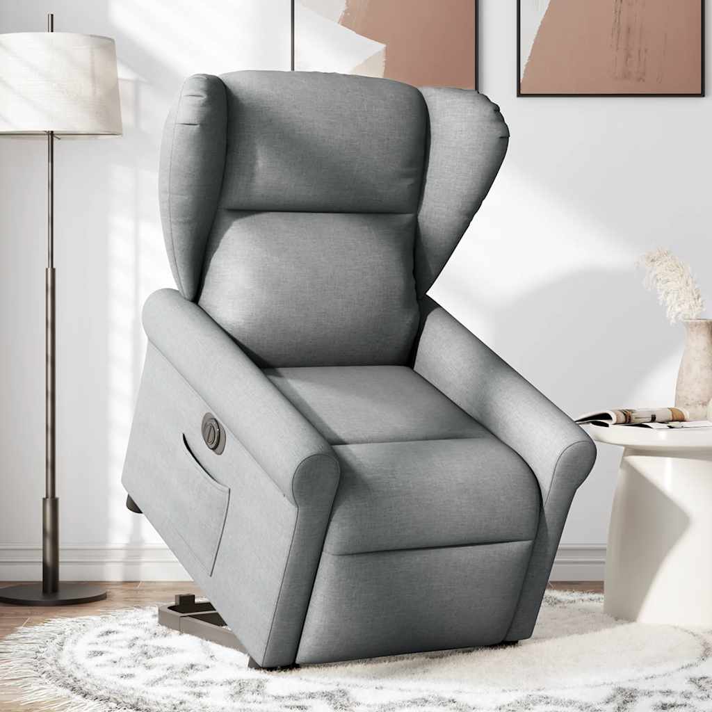 Fauteuil inclinable électrique gris clair tissu - XIOS