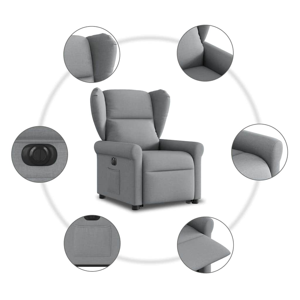 Fauteuil inclinable électrique gris clair tissu