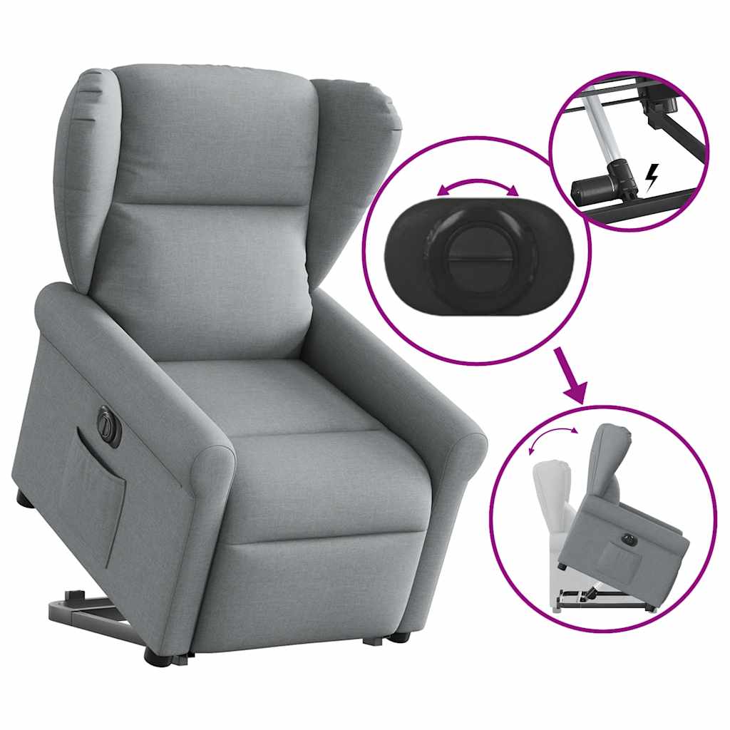 Fauteuil inclinable électrique gris clair tissu - XIOS