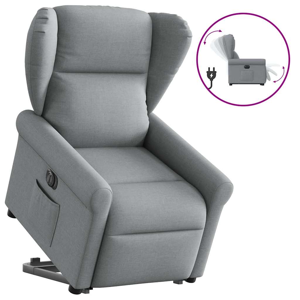 Fauteuil inclinable électrique gris clair tissu - XIOS