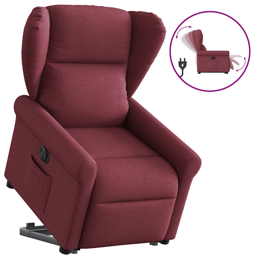 Fauteuil inclinable électrique rouge bordeaux tissu - XIOS