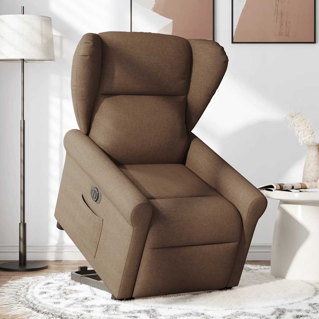 Fauteuil inclinable électrique marron tissu