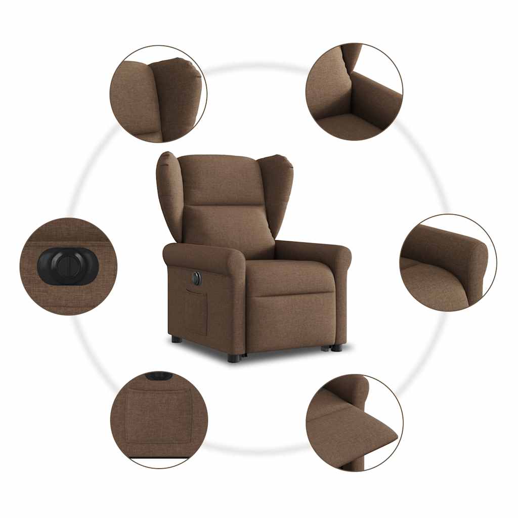 Fauteuil inclinable électrique marron tissu - XIOS