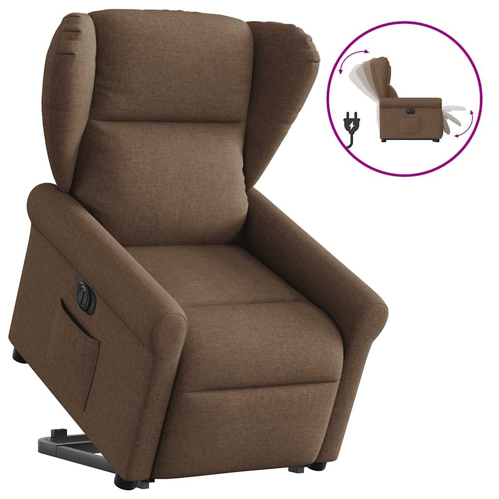 Fauteuil inclinable électrique marron tissu - XIOS