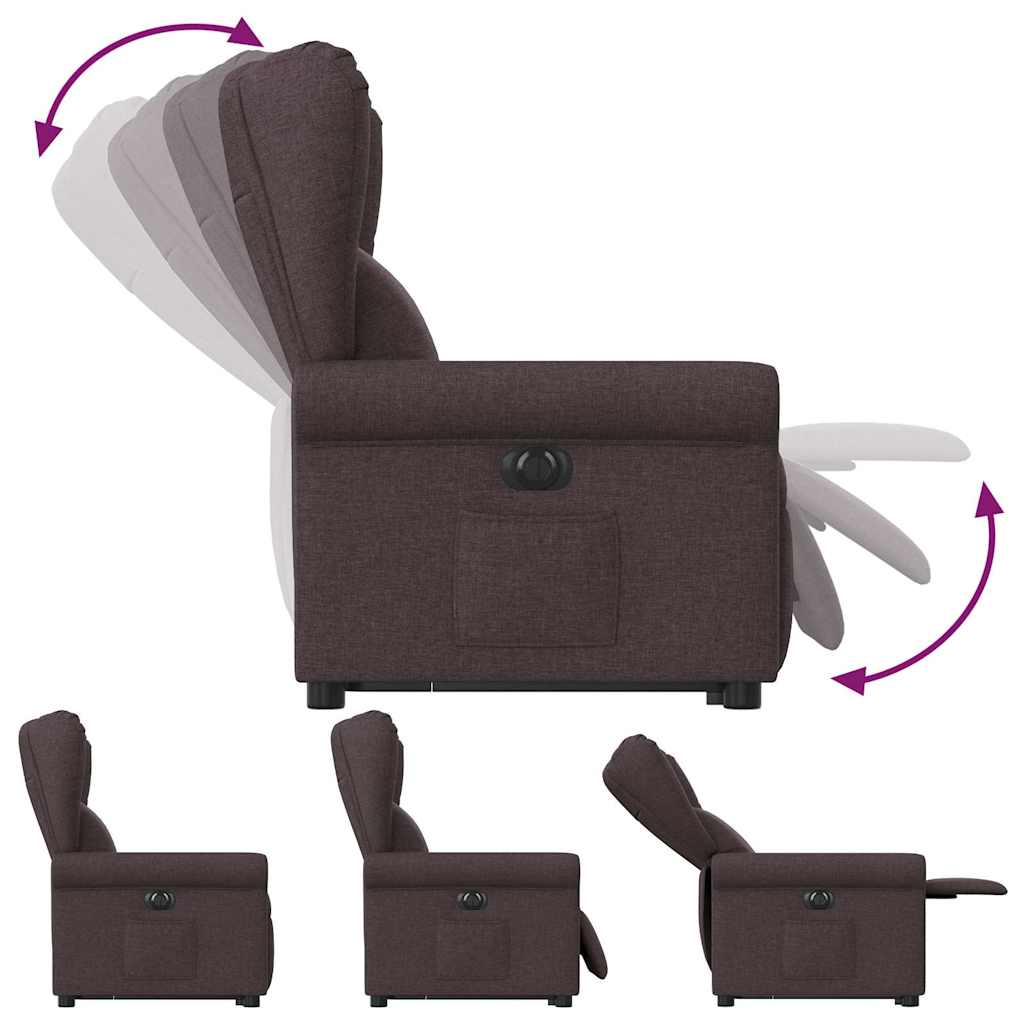 Fauteuil inclinable électrique marron foncé tissu - XIOS