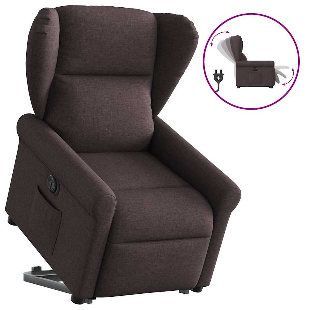 Fauteuil inclinable électrique marron foncé tissu - XIOS