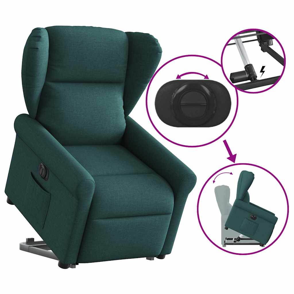 Fauteuil inclinable électrique vert foncé tissu - XIOS