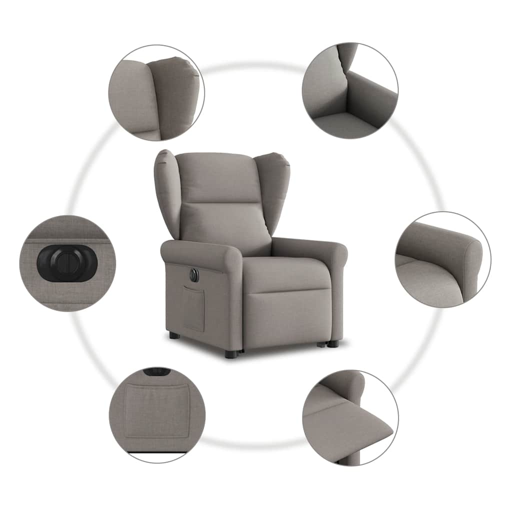 Fauteuil inclinable électrique taupe tissu - XIOS
