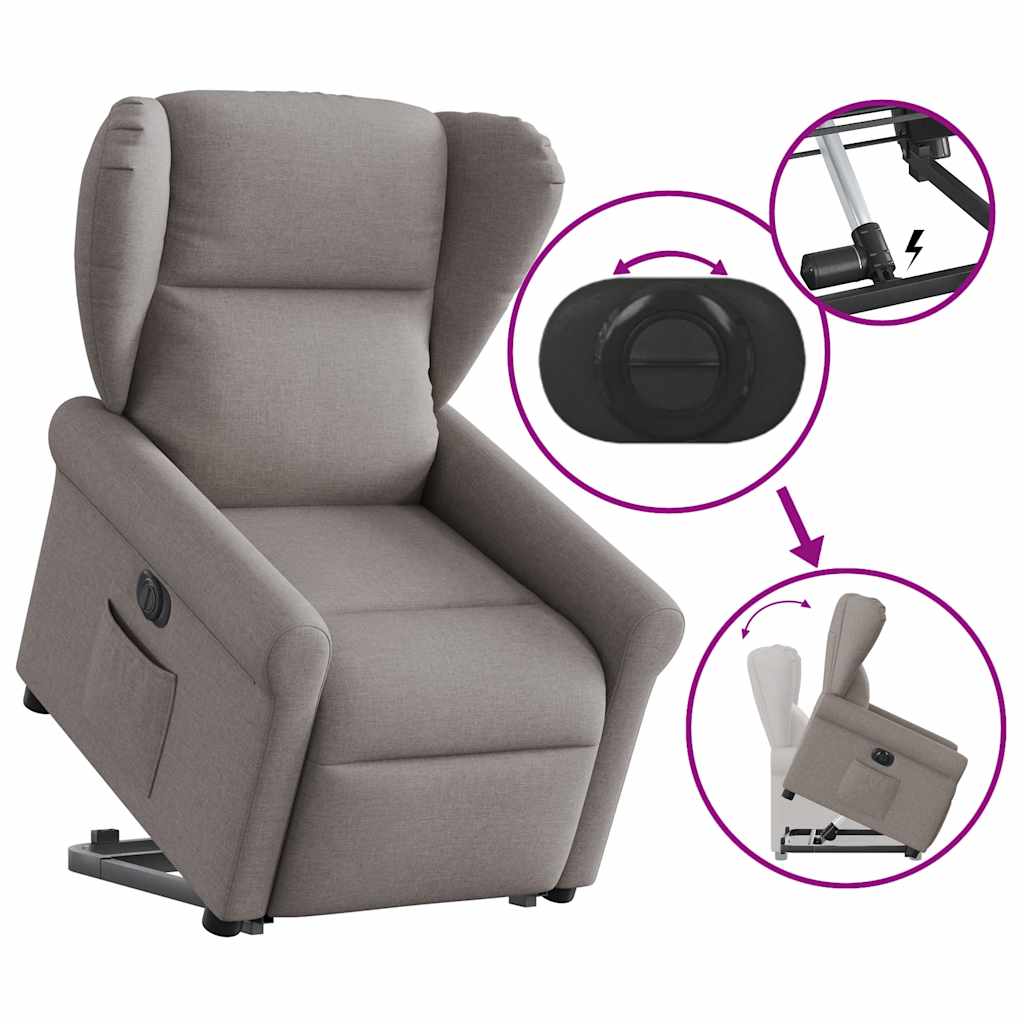 Fauteuil inclinable électrique taupe tissu - XIOS