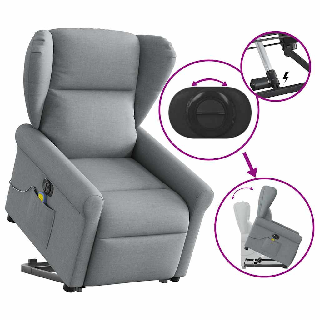 Fauteuil inclinable de massage électrique Gris clair Tissu - XIOS