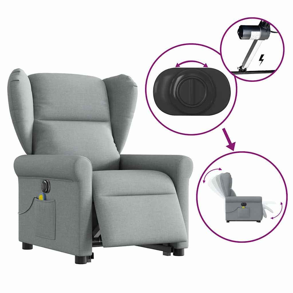 Fauteuil inclinable de massage électrique Gris clair Tissu - XIOS