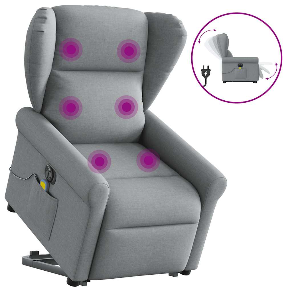 Fauteuil inclinable de massage électrique Gris clair Tissu - XIOS