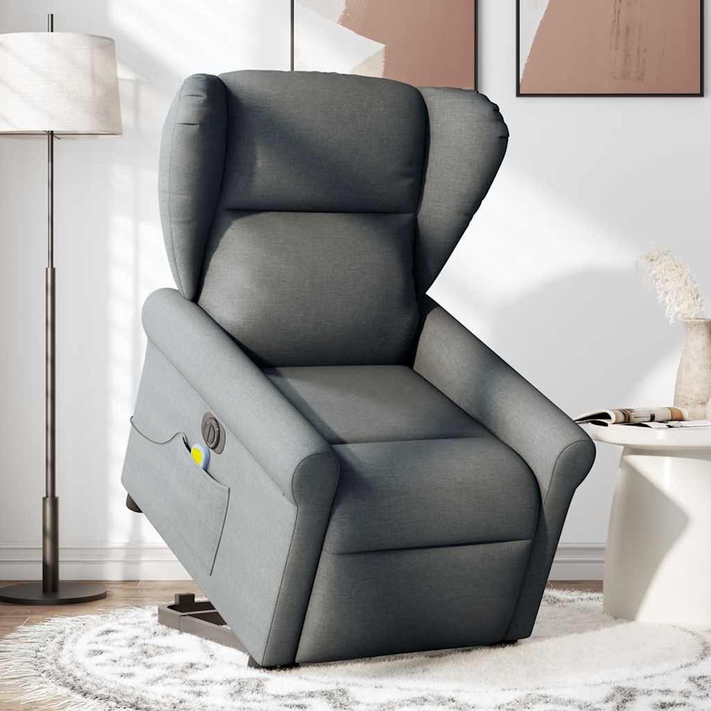 Fauteuil inclinable de massage électrique Gris foncé Tissu
