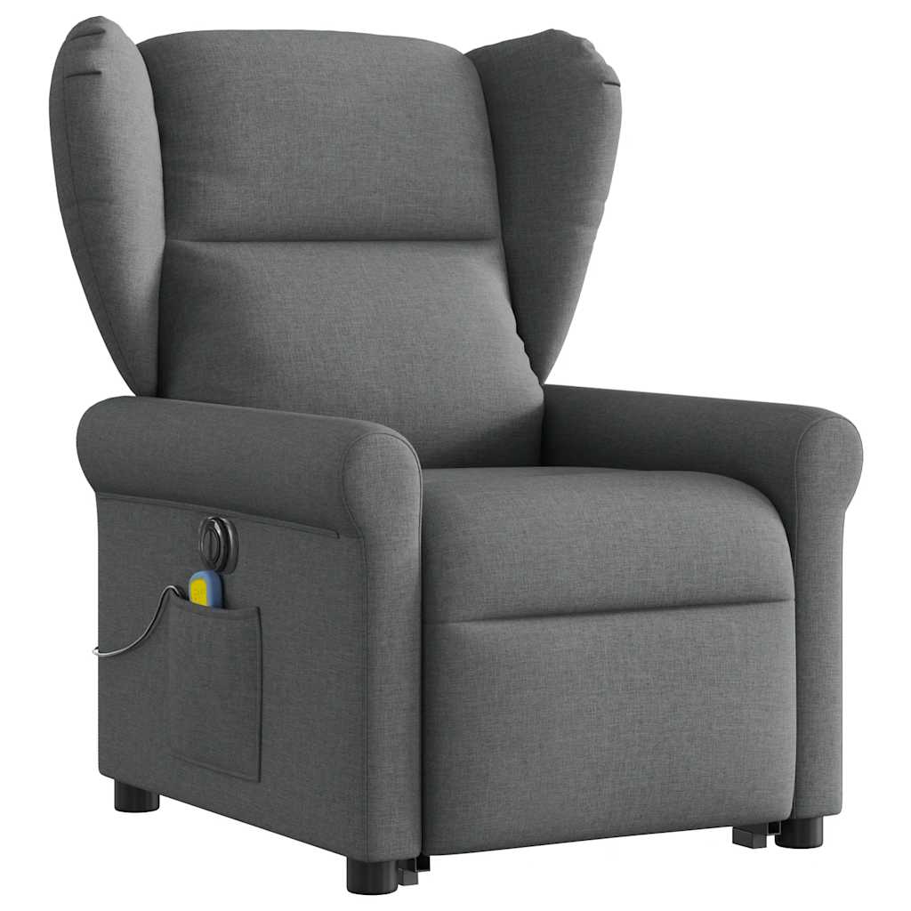 Fauteuil inclinable de massage électrique Gris foncé Tissu