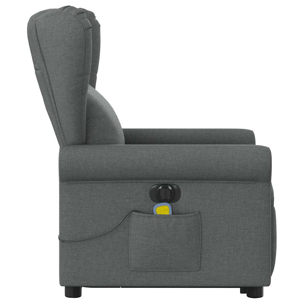 Fauteuil inclinable de massage électrique Gris foncé Tissu