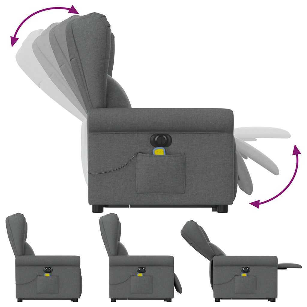 Fauteuil inclinable de massage électrique Gris foncé Tissu - XIOS