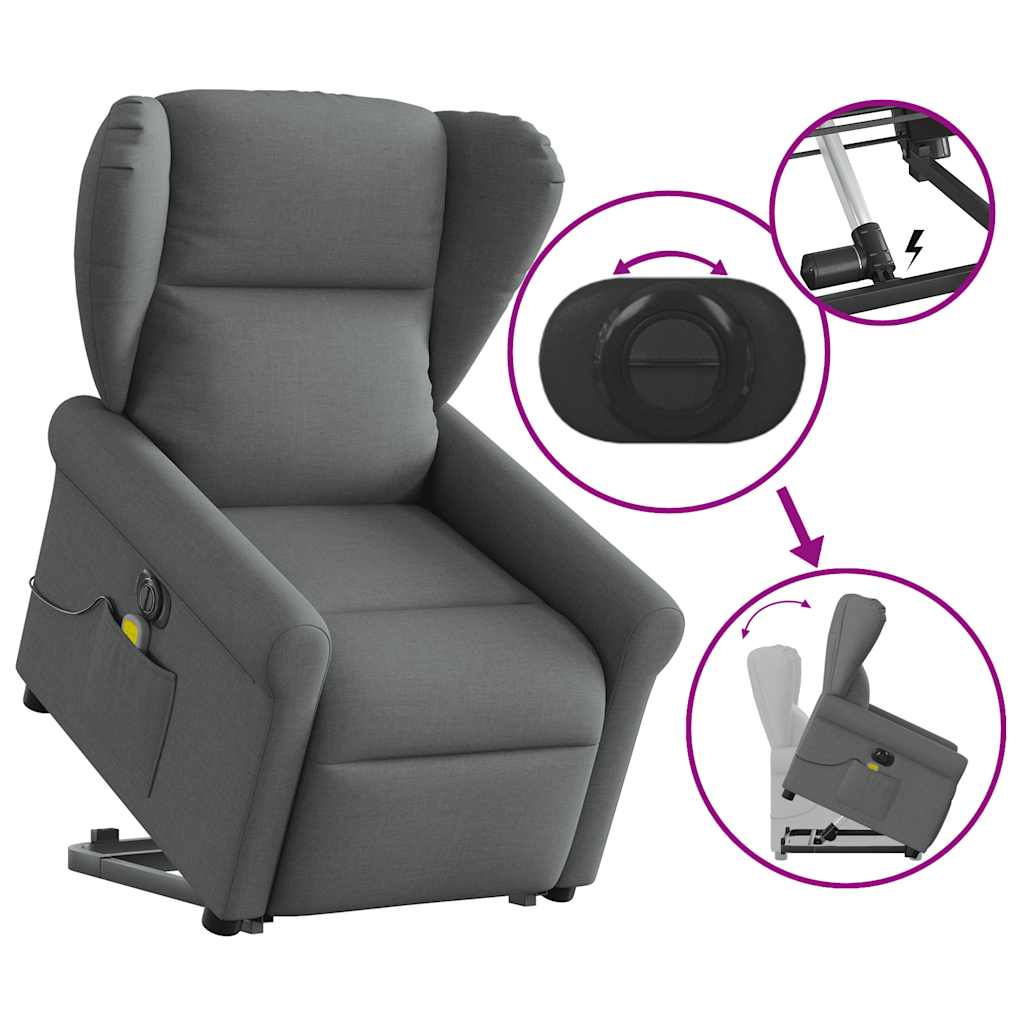 Fauteuil inclinable de massage électrique Gris foncé Tissu - XIOS