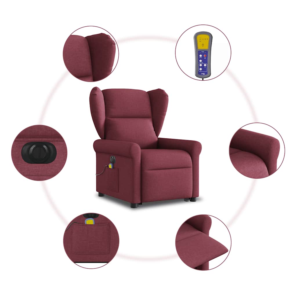 Fauteuil inclinable de massage électrique Rouge bordeaux Tissu