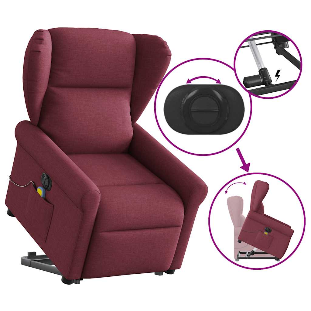 Fauteuil inclinable de massage électrique Rouge bordeaux Tissu - XIOS