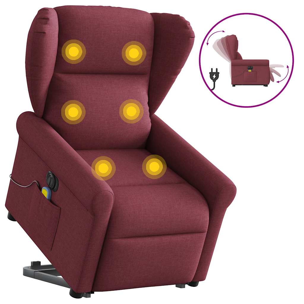Fauteuil inclinable de massage électrique Rouge bordeaux Tissu - XIOS