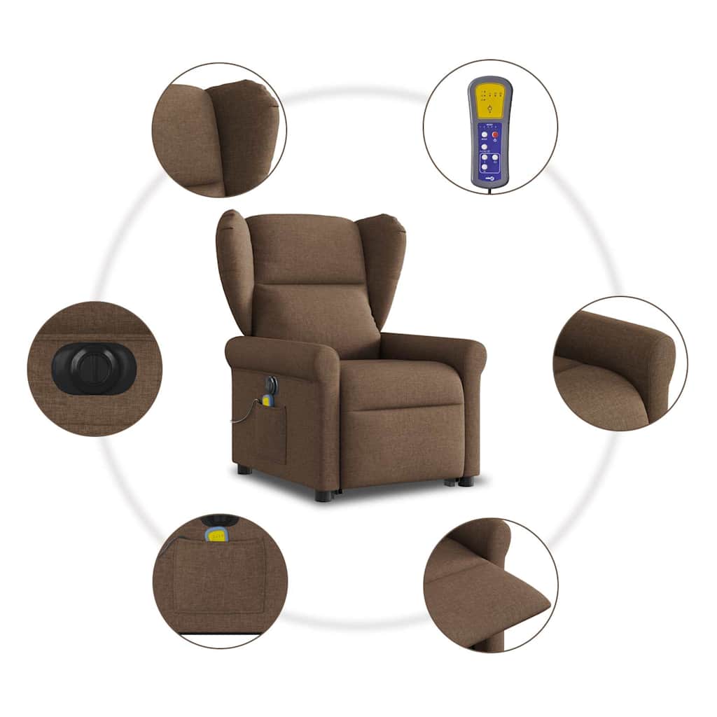 Fauteuil inclinable de massage électrique Marron Tissu - XIOS