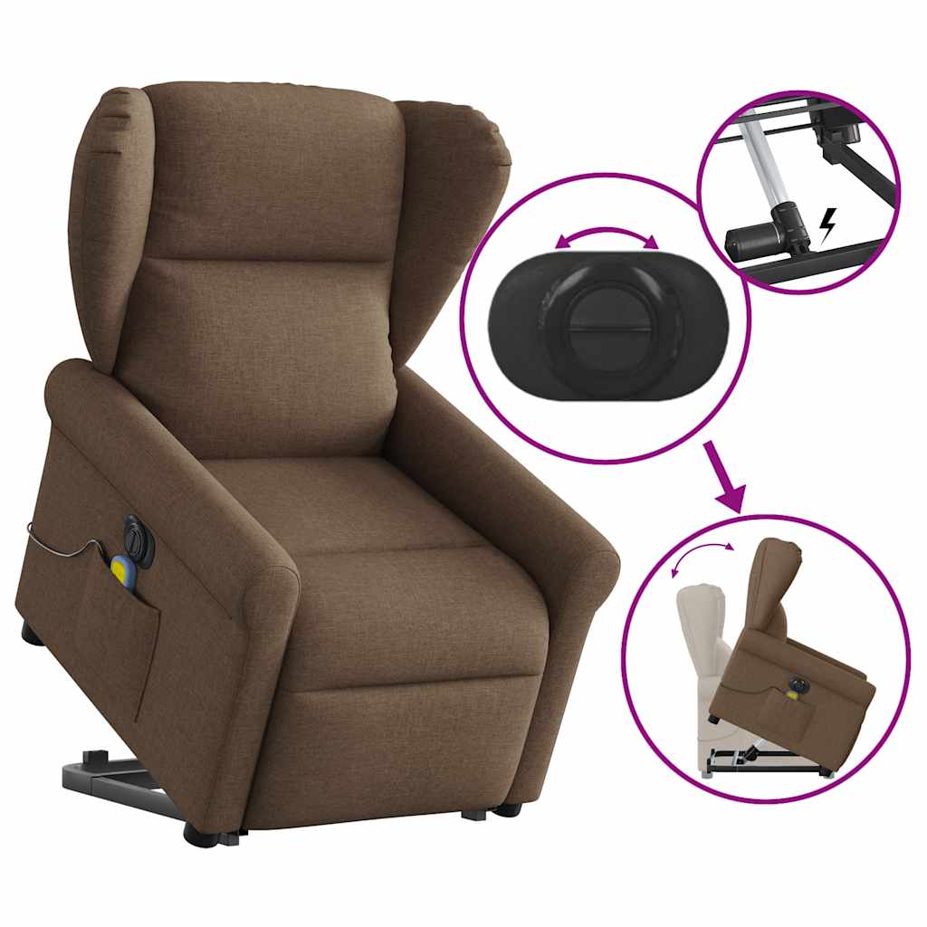 Fauteuil inclinable de massage électrique Marron Tissu - XIOS