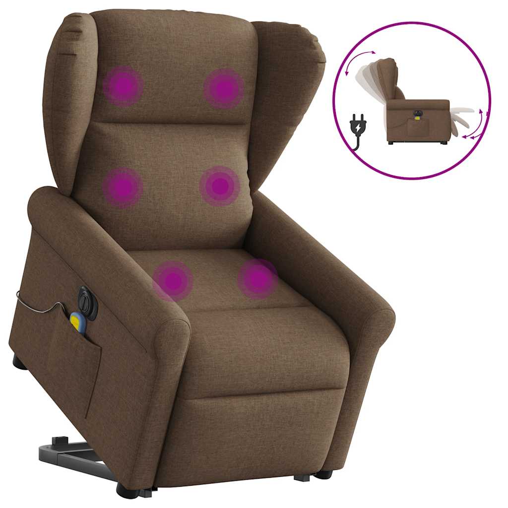 Fauteuil inclinable de massage électrique Marron Tissu - XIOS