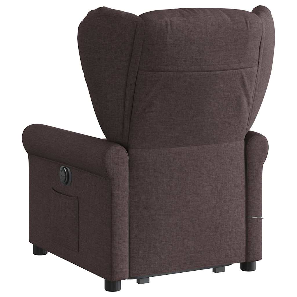Fauteuil inclinable de massage électrique Marron foncé Tissu