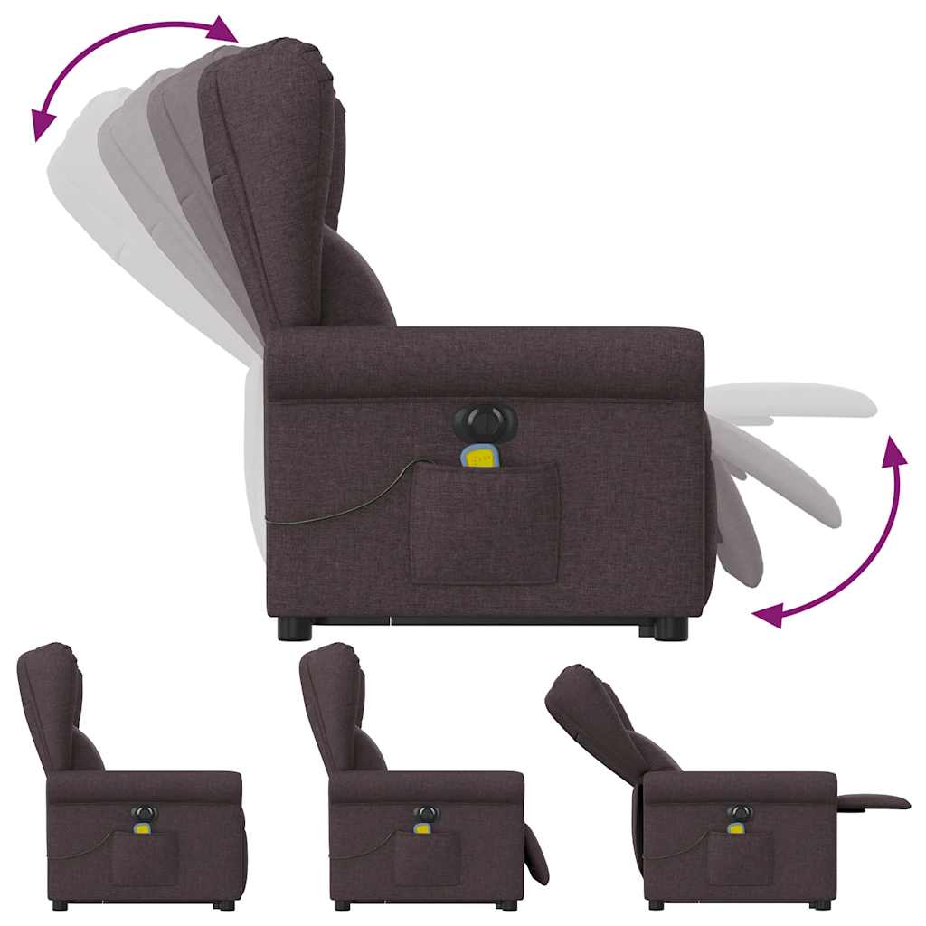 Fauteuil inclinable de massage électrique Marron foncé Tissu - XIOS