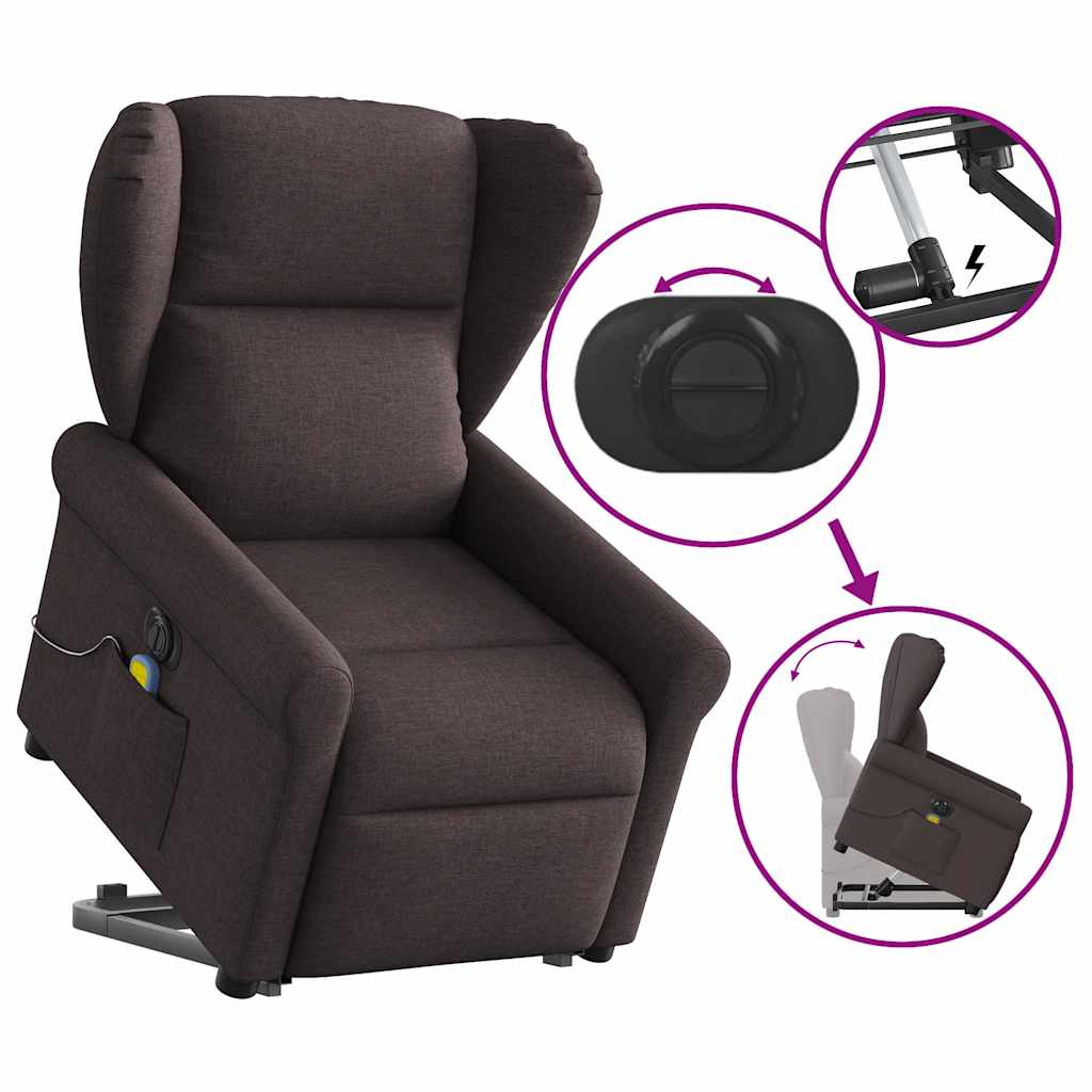 Fauteuil inclinable de massage électrique Marron foncé Tissu - XIOS