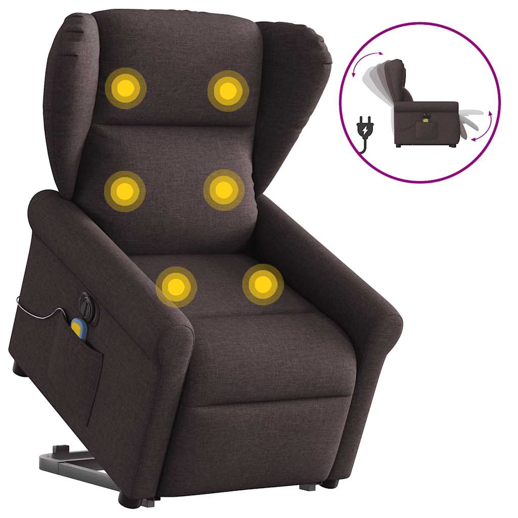 Fauteuil inclinable de massage électrique Marron foncé Tissu - XIOS
