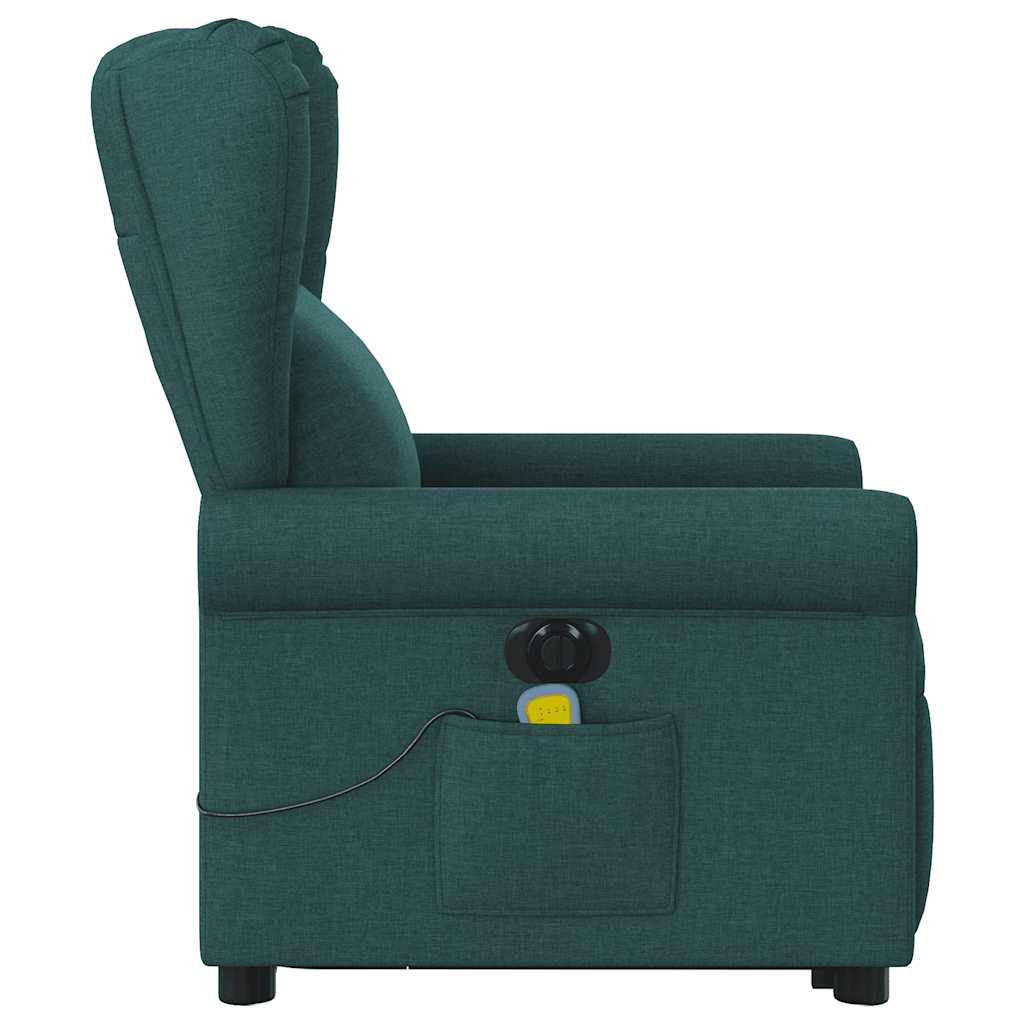 Fauteuil inclinable de massage électrique Vert foncé Tissu